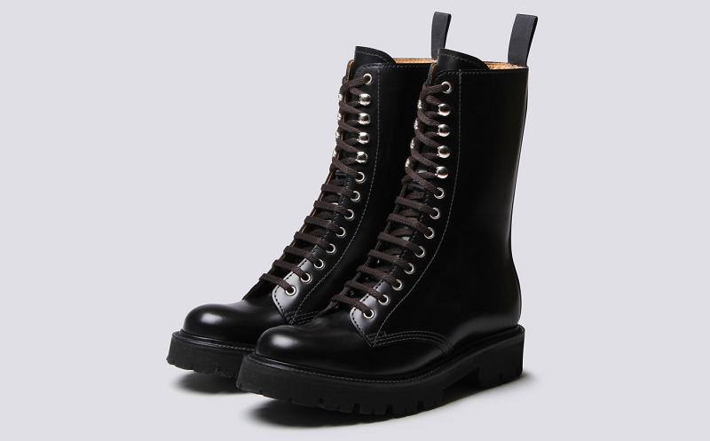 Grenson The 13 Eye Womens Boots - Black Bookbinder NE4810